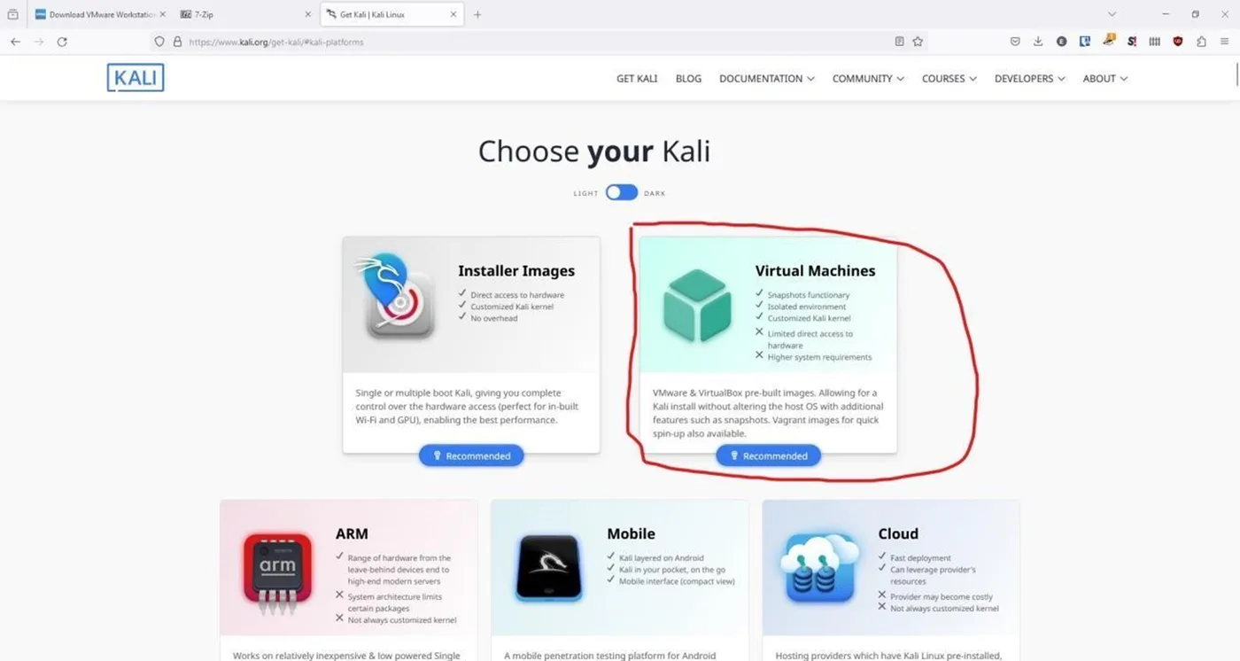 Kali virtual machine download