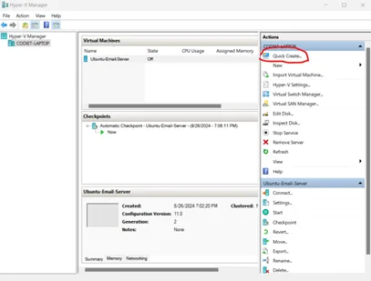 Hyper-V quick create